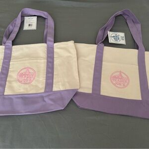 Canvas Tote Bag with Lavender Trim and Pink Logo